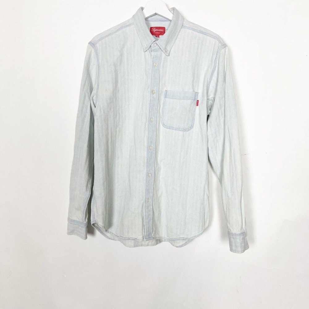 Supreme Men's Shirt Sz M Medium Denim Light Blue Oxford Cotton Heavy weight RARE